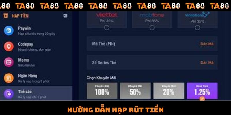 Hướng dẫn nạp rút tiền