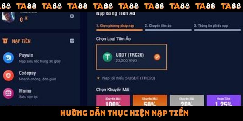 Hướng dẫn thực hiện nạp tiền